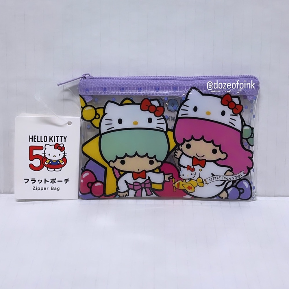 Sanrio 50th Anniversary Hello Kitty amd Little Twin Stars Kiki & Lala zip pouch